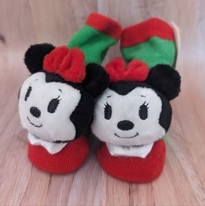 Holiday Minnie Mouse rattle socks (Christmas) NWT